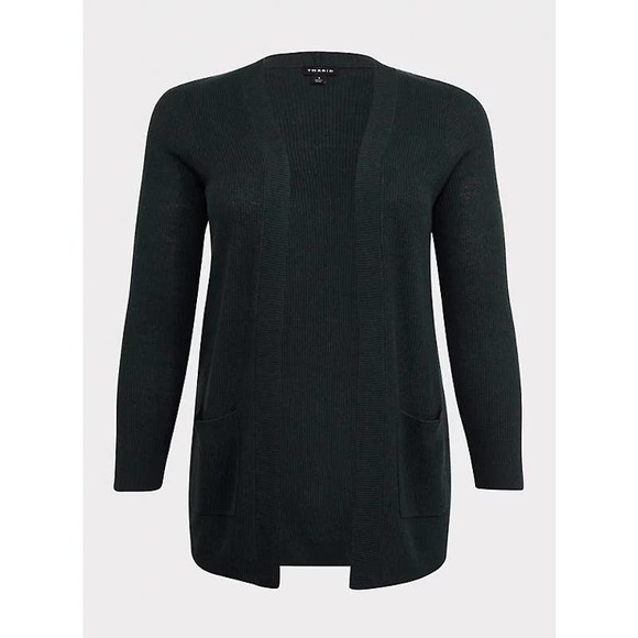 NWT Torrid Green Open Front Cardigan Sweater Top Pockets Plus Size: 5X (28) - Picture 4 of 4